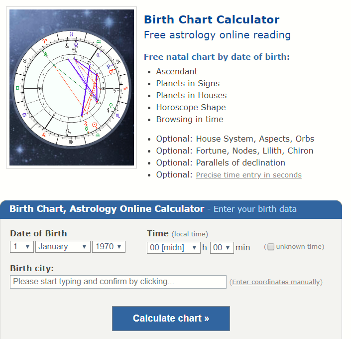 Free Astrology Online Reading Birth Chart Calculator
